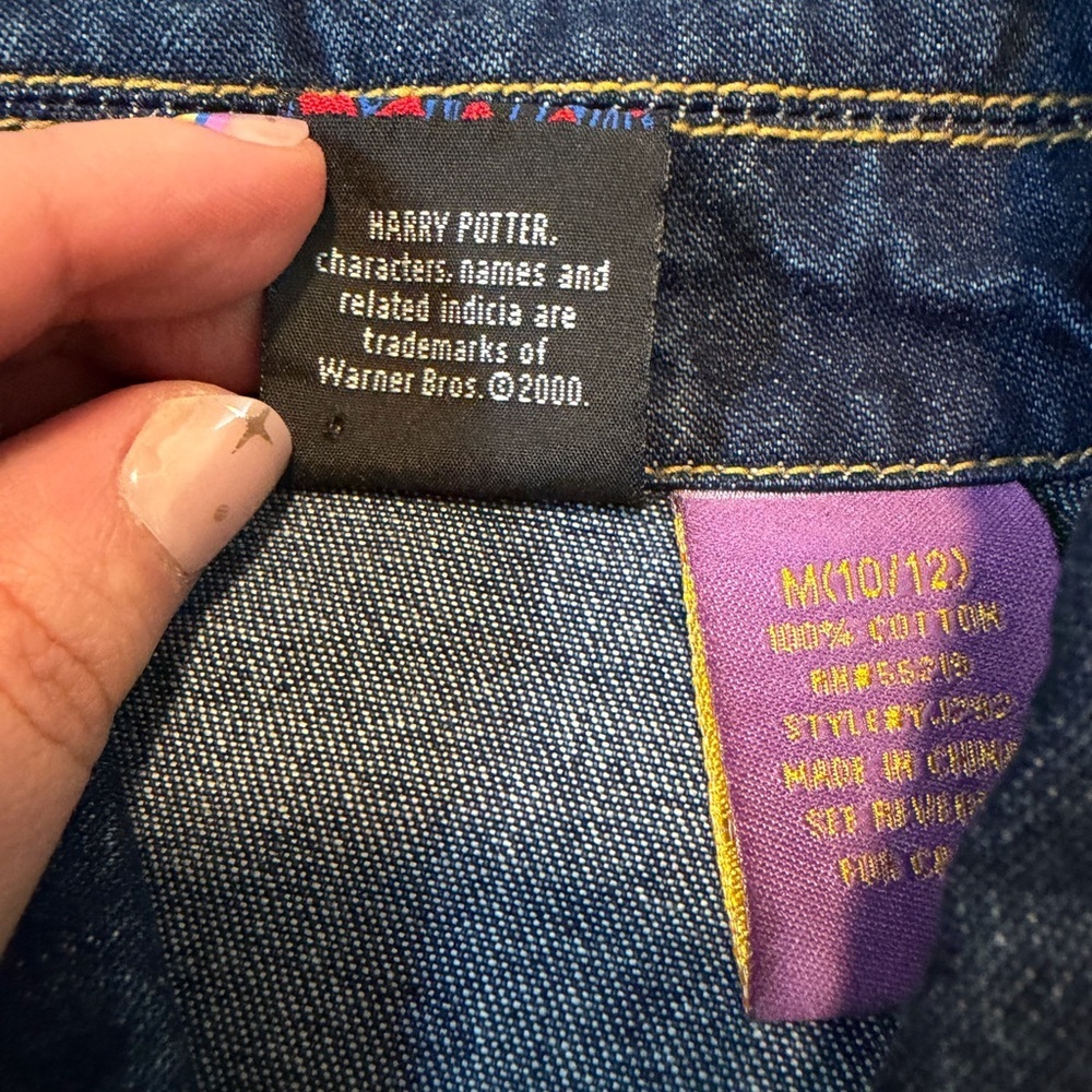 Vintage Harry Potter Denim Jacket Youth M (10โ12) | Y2K Rhinestone Golden Snitch - Picture 6 of 10